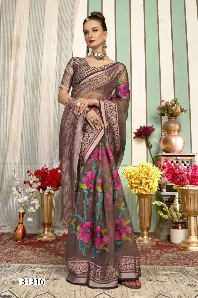 Dharmishtha By Vallabhi Tissue Printed Sarees Suppliers In India